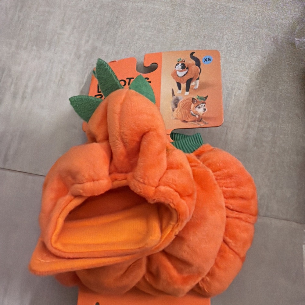 Boots & Barkley Pumpkin Pet Costume XS Dog Cat Halloween Jack-O-Lantern Puppy
